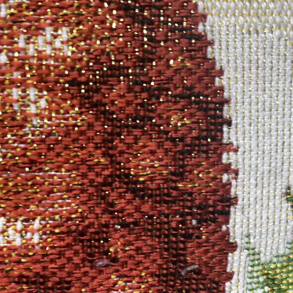 Red Cardinal Burlap/Velvet Accent Throw Pillow Embroidered 15" Square Christmas - Picture 7 of 8